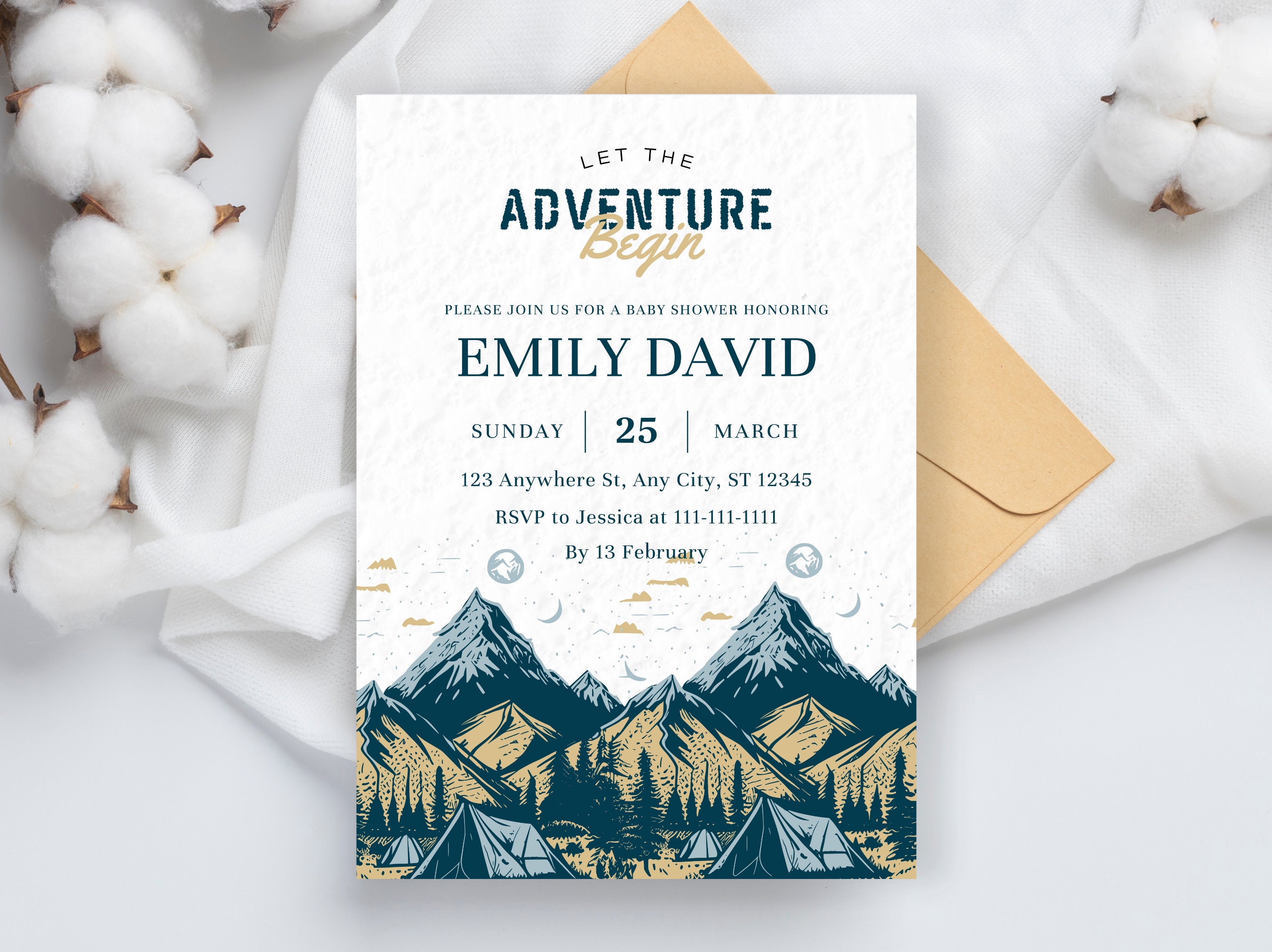 Let the Adventure Begin Baby Shower Invitation, Boy Woodland Baby ...