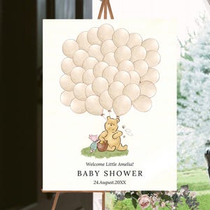 Winnie the Pooh Baby Shower Signature Guest Book, Alternative Guest Book, Neutral Fingerprint Tree, Winnie & Friends Baby Shower Sign Decor