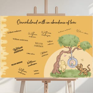 Classic Winnie the Pooh Editable Guest Book , Baby Shower Signature Guest Book, Winnie the Pooh Welcome Sign, Digital Download & Printable