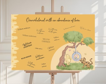 Classic Winnie the Pooh Editable Guest Book , Baby Shower Signature Guest Book, Winnie the Pooh Welcome Sign, Digital Download & Printable