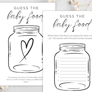 The Baby Food Game, Minimalist Baby Shower Game, Baby Shower Games Printable, Instant Download