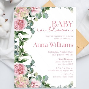 Baby in Bloom Baby Shower InvitationEditable  Wildflower Baby Shower Invitation Template Flower Baby Shower Invitation Digital Invite