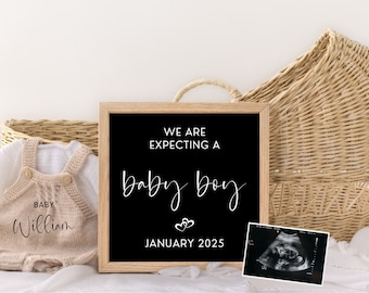 Digital Boy Pregnancy Announcement for Social Media Editable Pregnancy Letter Board, Due Date Reveal, Baby Boy Announcement,Instant Download