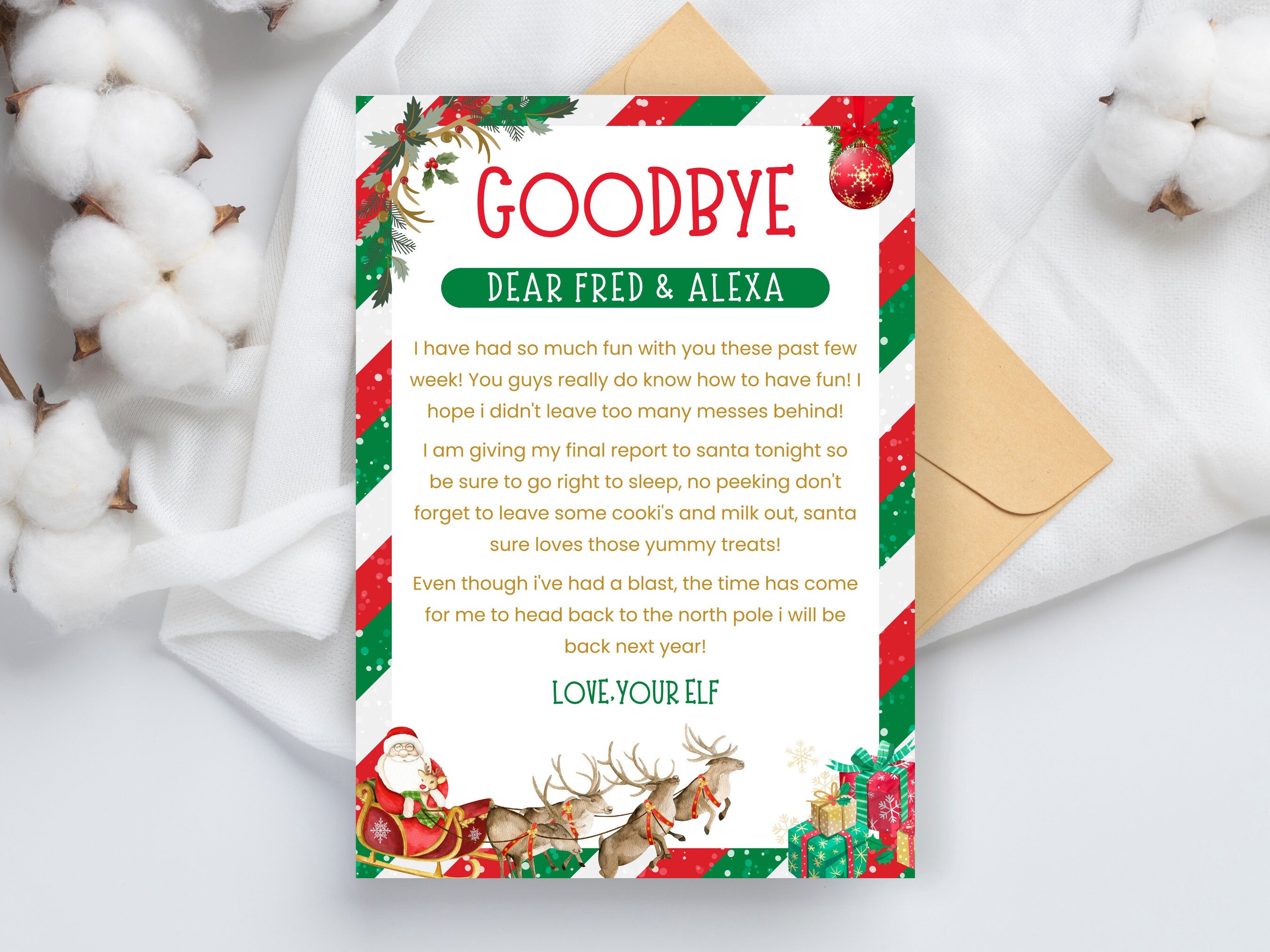 EDITABLE Elf Goodbye Letter, Elf Departure Letter, Elf Farewell Letter ...