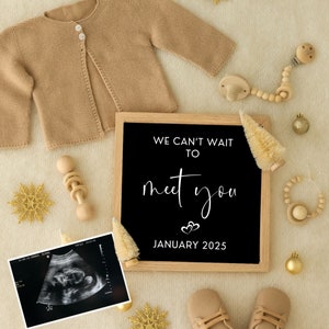 Digital Gender Neutral Pregnancy Announcement for Social Media, Editable Pregnancy Letter Board, Due Date Reveal, Instant Download