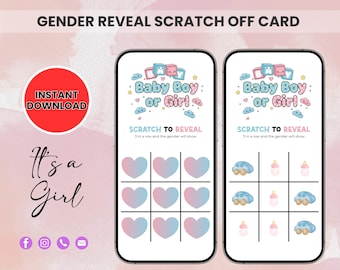 It's a Girl Gender Reveal Scratch Card, Digital Girl Scratch Card Game, Digital Gender Announcement, Having a Girl Gender Announcement