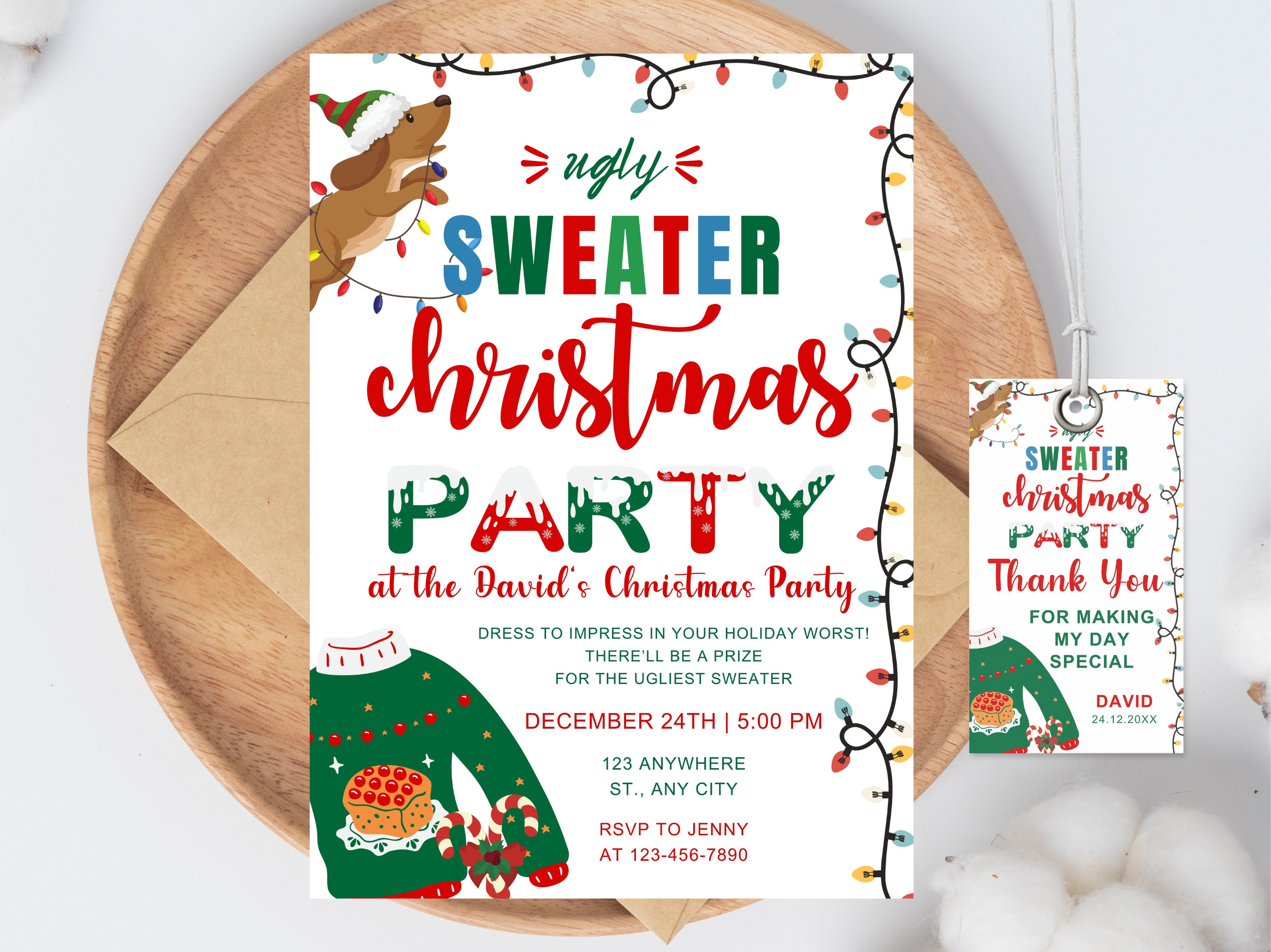 Editable Ugly Christmas Sweater Party Invitation, Christmas Ugly Sweater Invite, Elfed Up Ugly Sweater Party, Instant Download