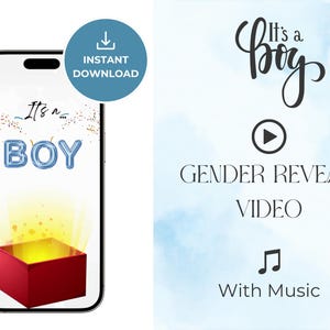 Sexe révélateur vidéo avec musique | Compte à rebours animé et révélation de confettis | Révélation bébé amusante pour les médias sociaux | Annonce vidéo C'est un garçon