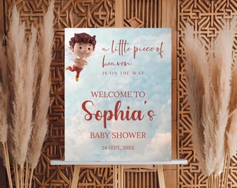 Heavenly Baby Shower Welcome Sign, Cloud Theme (Digital Download)