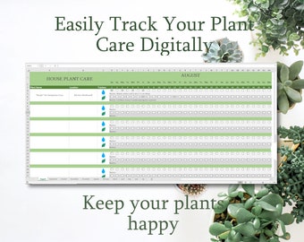 Digital House Plant Care Tracker for Watering, Fertilizing, etc. voor 2020 - 2021 | Excel-spreadsheet