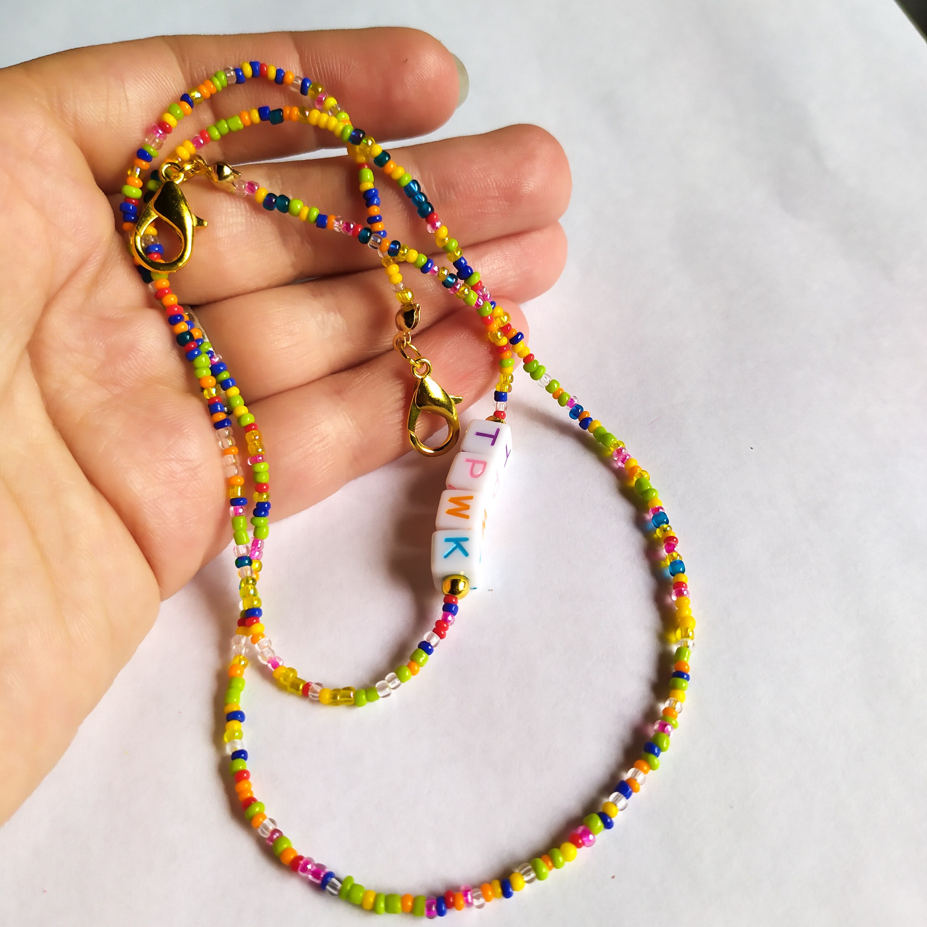 TPWK lanyard. Seed bead lanyard. Beaded Mask Chain. Etsy
