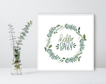 PRINTABLE WALL ART - Hand drawn Botanical Gender Neutral Baby Nursery Art - Baby Shower Gift