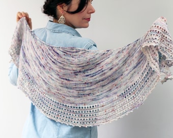 KNITTING PATTERN - Easy shawl knitting pattern - Spindrift Shawl - Digital download pdf -