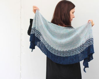 KNITTING PATTERN - Easy shawl knitting pattern - Fireflies Rising Shawl - Digital download pdf -