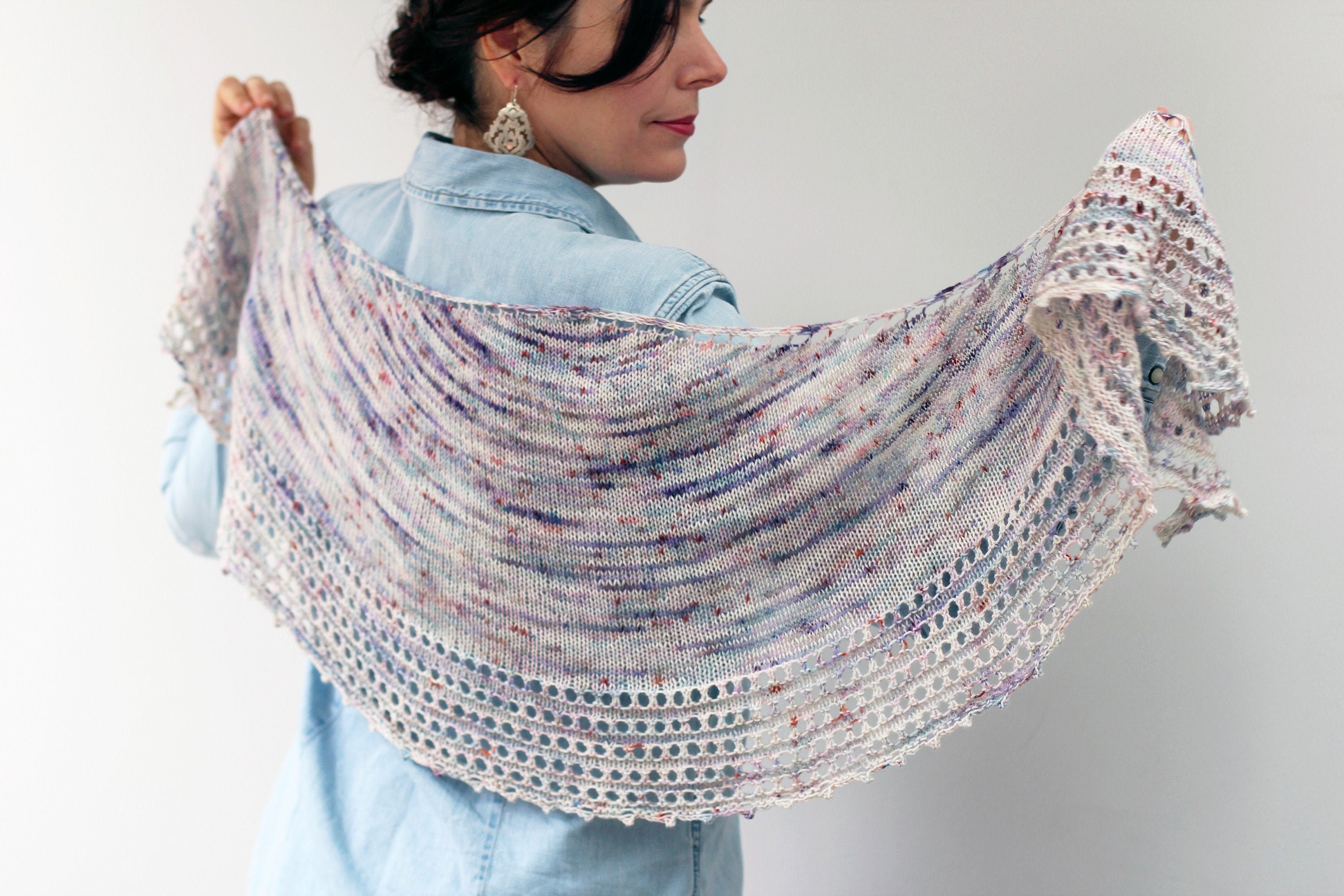 KNITTING PATTERN - Easy shawl knitting pattern - Spindrift Shawl - Digital download pdf -
