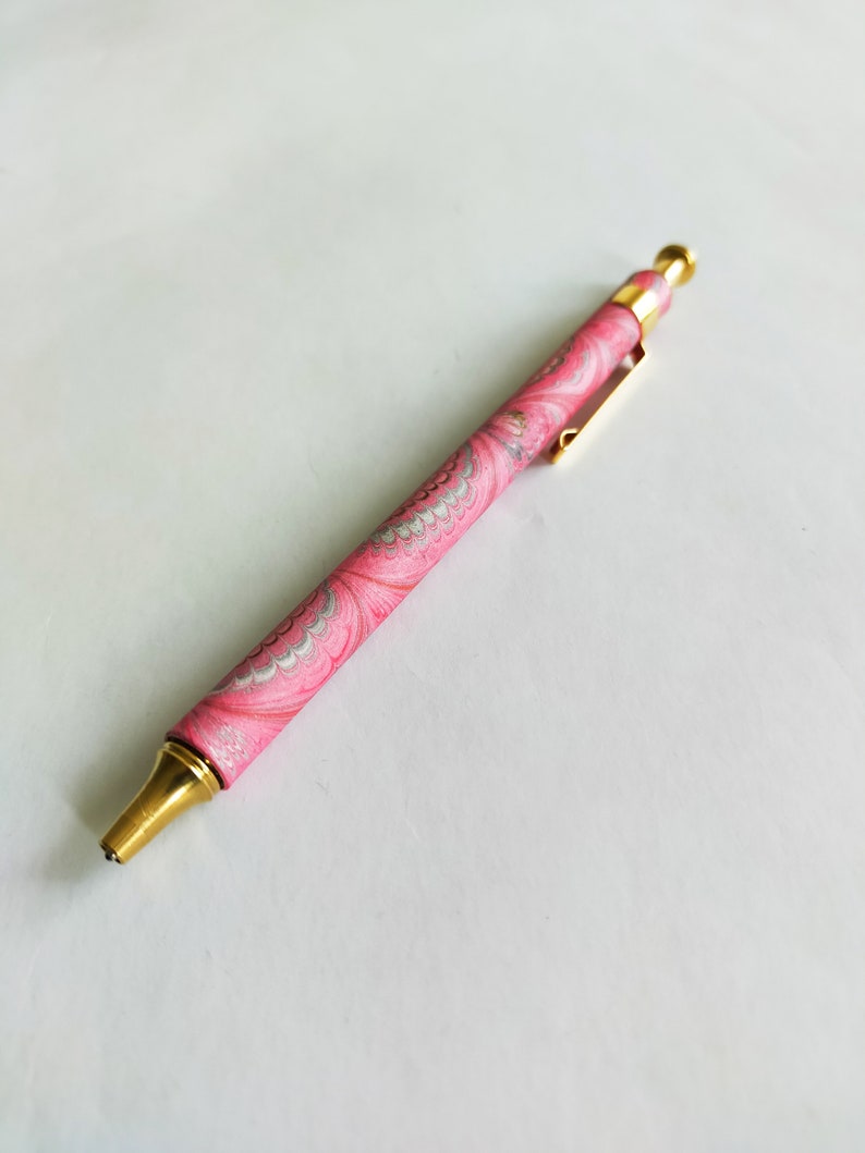 marbled ballpoint pen refillable pink