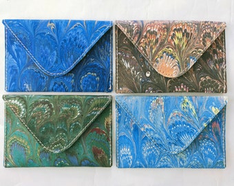 Cartera para tarjetas de presentación de papel de algodón jaspeado a mano, tarjetero delgado / Billetera liviana / Funda para tarjetas / Tarjetero, Regalo para ella y él