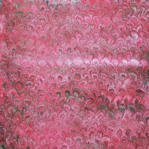 Hand marbled sheet of Paper -bookbinding paper - decoupage paper - scrapbooking paper - Red peacock pattern