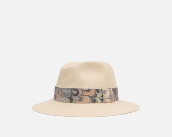 Cappello panama marmorizzato a mano - taglia 60