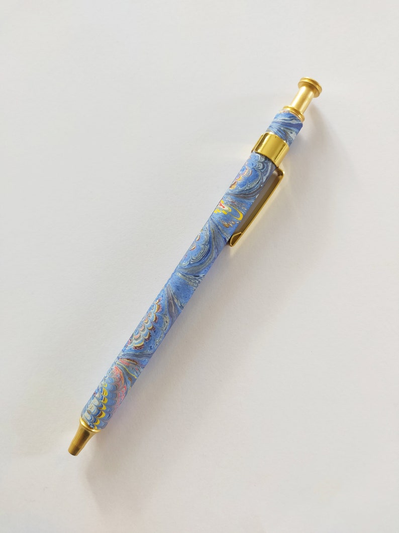 marbled ballpoint pen refillable Light blue