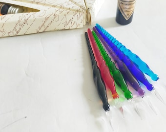 MINI GLASS PEN, Murano Glass Pen, Italian Glass Pen, Dip Pen, Writing Set, Glass Fountain Pen, Gift for Writer, Writers Gift,Calligraphy Pen