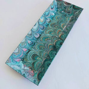 Hand marbled pen tray