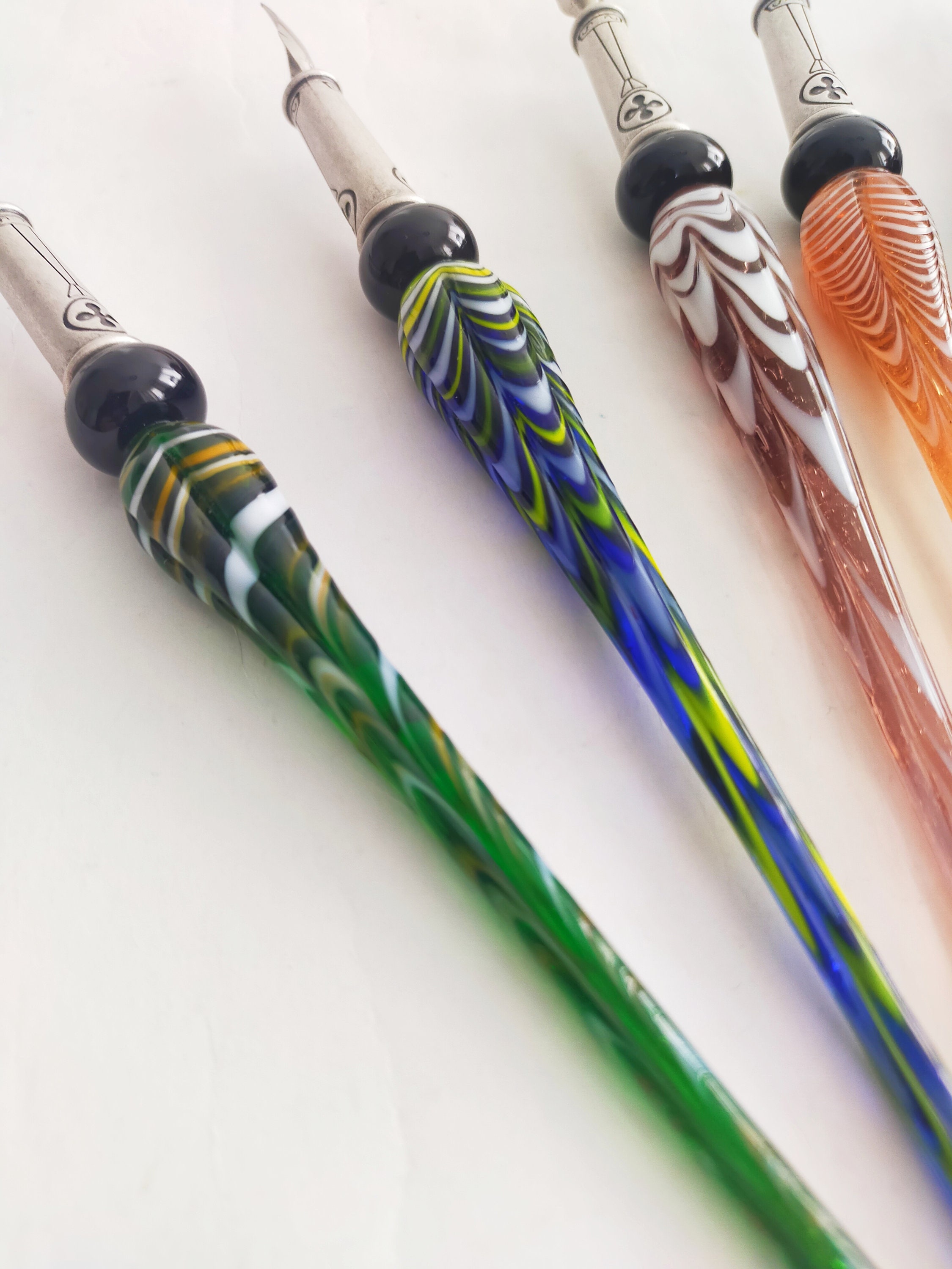 Murano Glass Dip Pen and Ink Set, Dip Sign Pen, Fine Glass Calligraphy ...