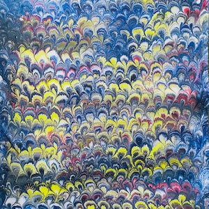Cobalt blue marbled sheet of paper -bookbinding paper - decoupage paper - scrapbooking paper - Peacock pattern