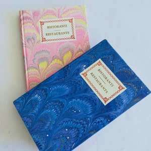 Hardcover Notebook "Restaurants" - Hand Marble (Peacock Feather)