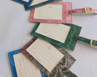 Marbled cotton paper luggage tag, luggage tag favour, luggage tags wedding, wedding favours