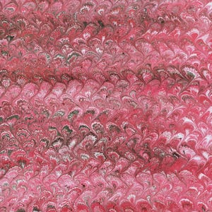 Hand marbled sheet of paper -bookbinding paper - decoupage paper - scrapbooking paper - Red peacock pattern