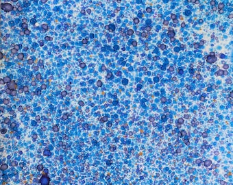 Hand marbled sheet of paper -bookbinding paper - decoupage paper - scrapbooking paper - blue dots