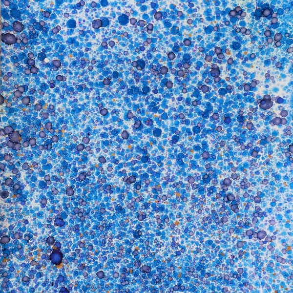 Hand marbled sheet of paper -bookbinding paper - decoupage paper - scrapbooking paper - blue dots