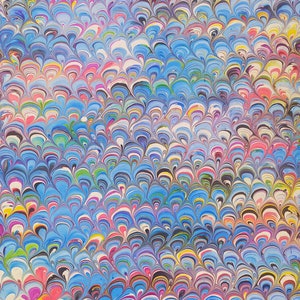 Hand marbled sheet of paper -bookbinding paper - decoupage paper - scrapbooking paper - Sea shells design