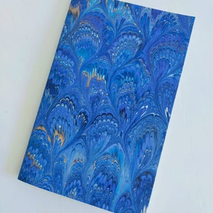 Marbled Journal 100% recycled paper peacock feather image 7