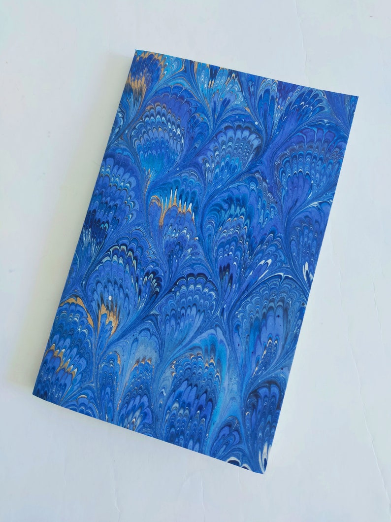 Marbled Journal 100% recycled paper peacock feather image 7