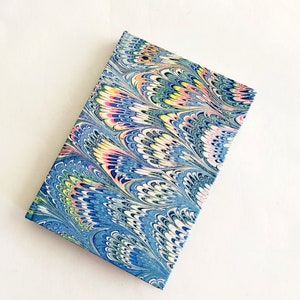 Small address book, turquoise hand marbled