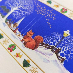 Carte de Noël pliante - « Écureuil dans la neige »