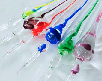 PLUMA DE VIDRIO, Pluma de cristal de Murano, Pluma de cristal italiana, Pluma de inmersión, Juego de escritura, Pluma estilográfica de cristal, Regalo para escritor, Regalo para escritores, Pluma de caligrafía