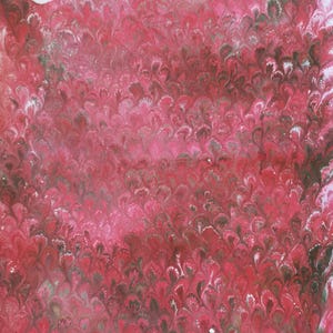 Hand marbled sheet of paper -bookbinding paper - decoupage paper - scrapbooking paper - Red peacock pattern