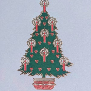 Tarjeta navideña plegable "Árbol de Navidad" con velas