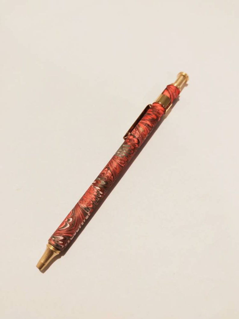 marbled ballpoint pen refillable Red