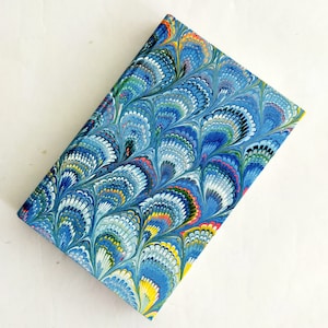 Small marbled sketchbook hardcover - peacock feather