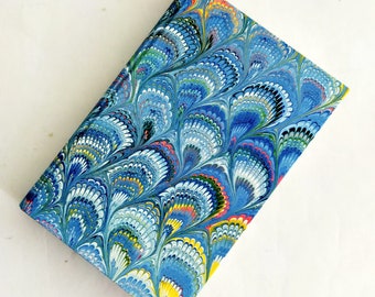 Marbled sketchbook hardcover - peacock feather