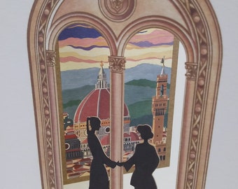 3D card 'couple' with Duomo Florence - silhouette