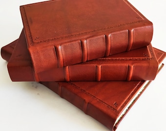 Italian Leather Journal - Hand Tooled book - hand tooled border - various sizes