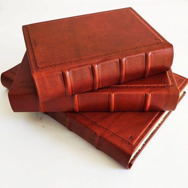 Italian Leather Journal - Hand Tooled book - hand tooled border - various sizes