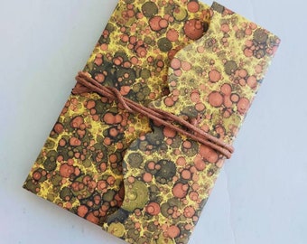 Ruled Notebook With Lace (Small) - Hand Marble (Drops)