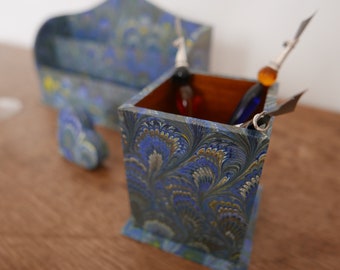 Hand made wooden pen pot, Pencil Holder - Pencil Holders for Desk - Marbled Pencil Holder - Gift for Teacher