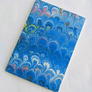 Turquoise marbled Journal - 100% recycled paper - peacock feather pattern